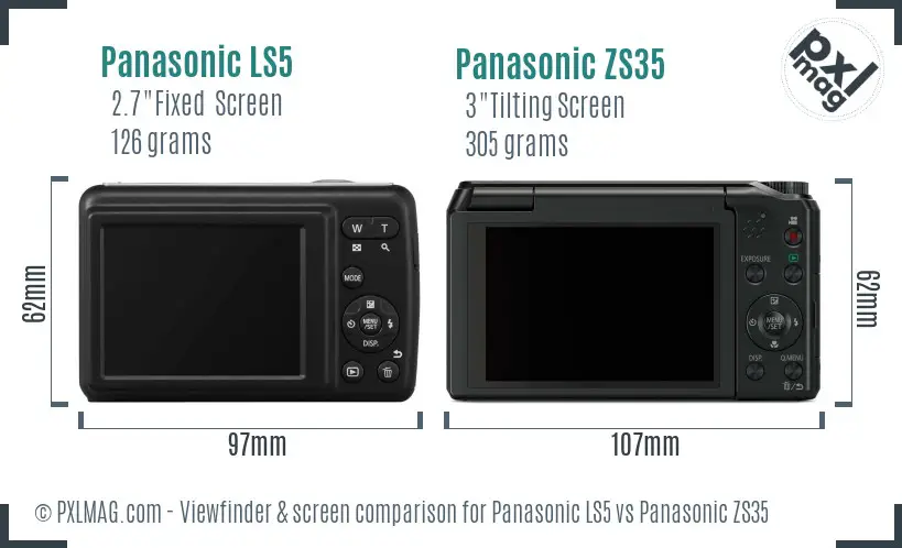 Panasonic LS5 vs Panasonic ZS35 Screen and Viewfinder comparison