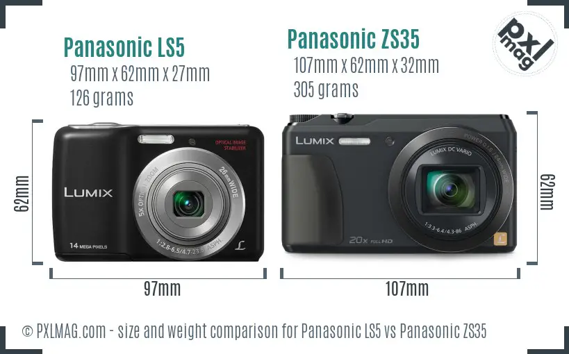 Panasonic LS5 vs Panasonic ZS35 size comparison