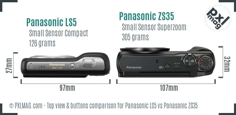 Panasonic LS5 vs Panasonic ZS35 top view buttons comparison