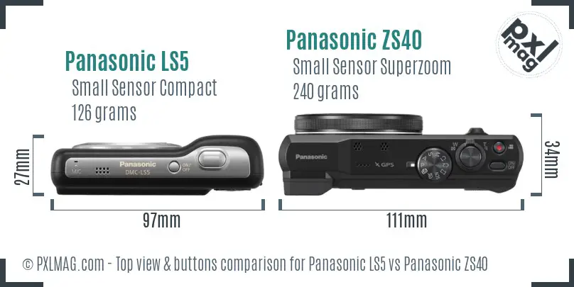 Panasonic LS5 vs Panasonic ZS40 top view buttons comparison