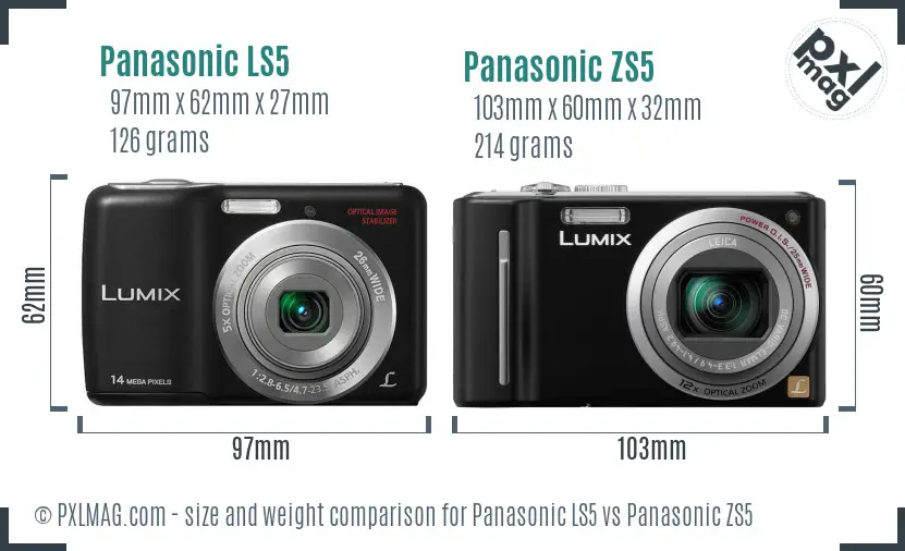 Panasonic LS5 vs Panasonic ZS5 size comparison