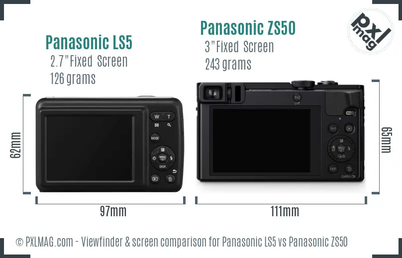 Panasonic LS5 vs Panasonic ZS50 Screen and Viewfinder comparison