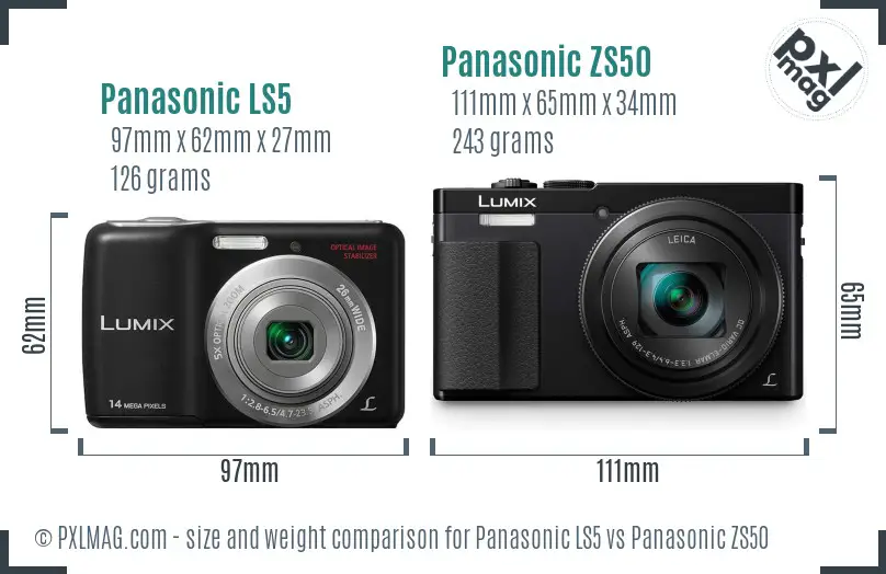 Panasonic LS5 vs Panasonic ZS50 size comparison