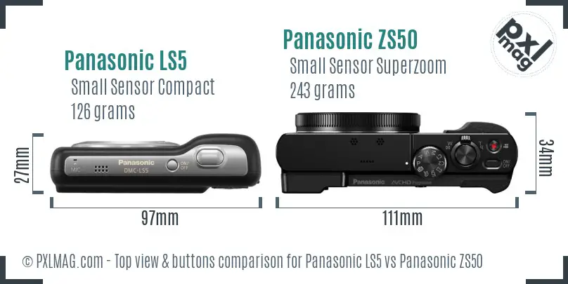 Panasonic LS5 vs Panasonic ZS50 top view buttons comparison