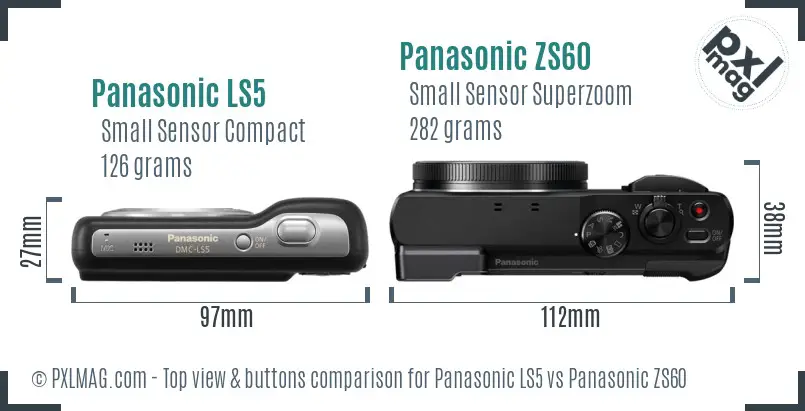Panasonic LS5 vs Panasonic ZS60 top view buttons comparison
