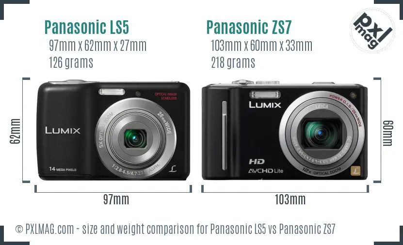 Panasonic LS5 vs Panasonic ZS7 size comparison