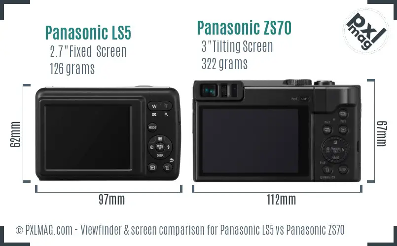 Panasonic LS5 vs Panasonic ZS70 Screen and Viewfinder comparison