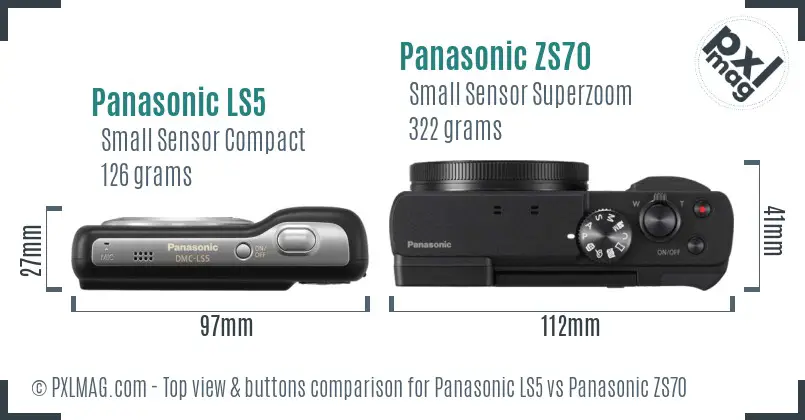 Panasonic LS5 vs Panasonic ZS70 top view buttons comparison