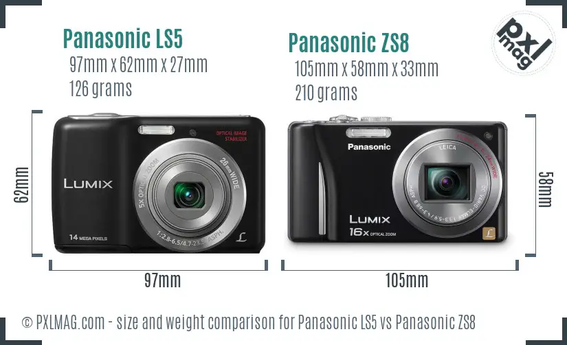 Panasonic LS5 vs Panasonic ZS8 size comparison