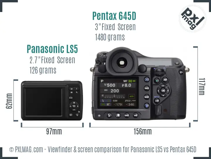Panasonic LS5 vs Pentax 645D Screen and Viewfinder comparison