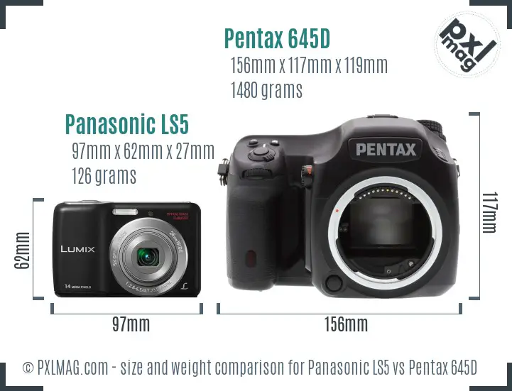 Panasonic LS5 vs Pentax 645D size comparison