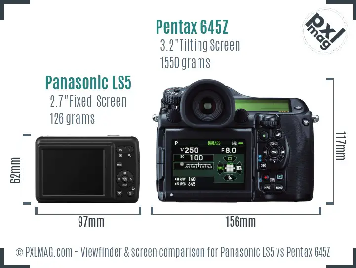 Panasonic LS5 vs Pentax 645Z Screen and Viewfinder comparison