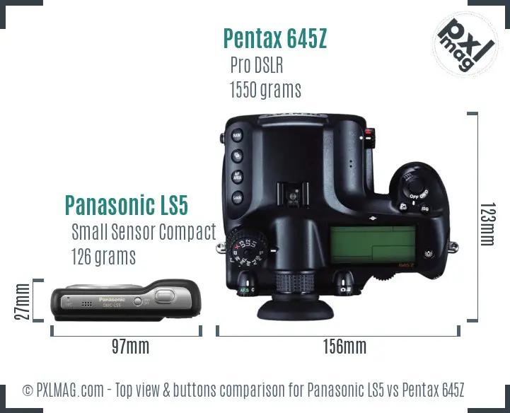 Panasonic LS5 vs Pentax 645Z top view buttons comparison