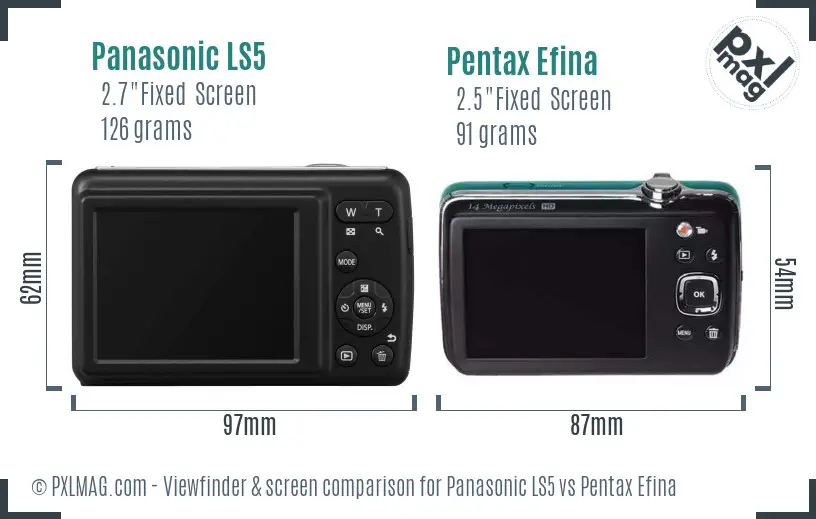 Panasonic LS5 vs Pentax Efina Screen and Viewfinder comparison