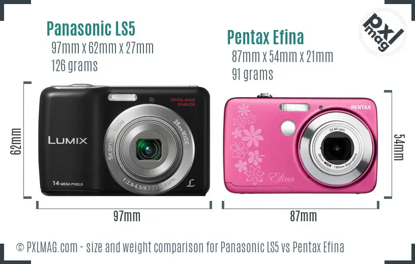 Panasonic LS5 vs Pentax Efina size comparison
