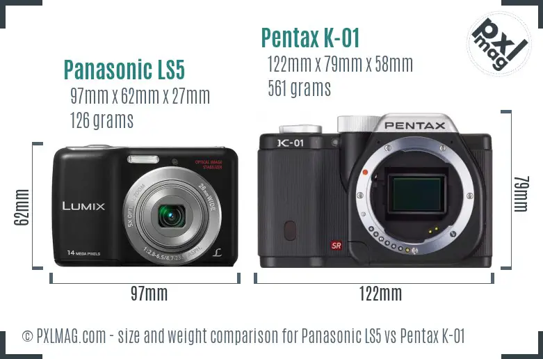 Panasonic LS5 vs Pentax K-01 size comparison