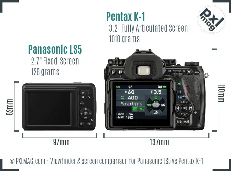 Panasonic LS5 vs Pentax K-1 Screen and Viewfinder comparison