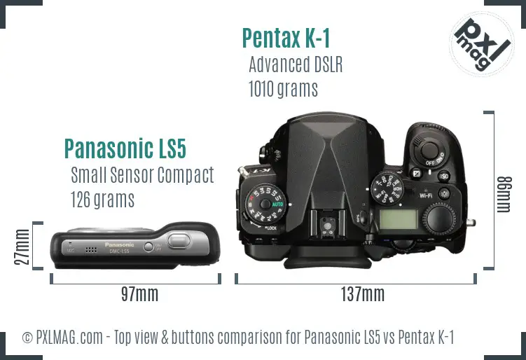 Panasonic LS5 vs Pentax K-1 top view buttons comparison
