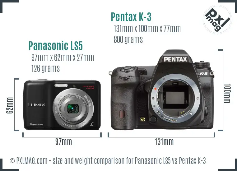 Panasonic LS5 vs Pentax K-3 size comparison
