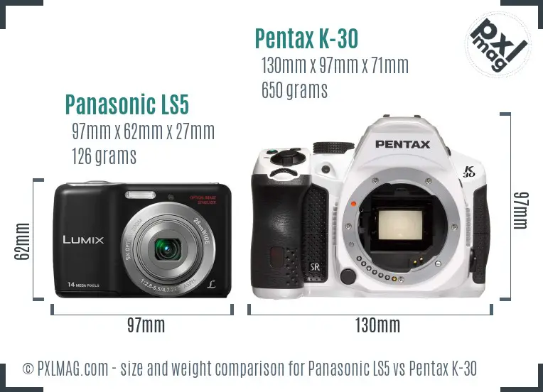 Panasonic LS5 vs Pentax K-30 size comparison