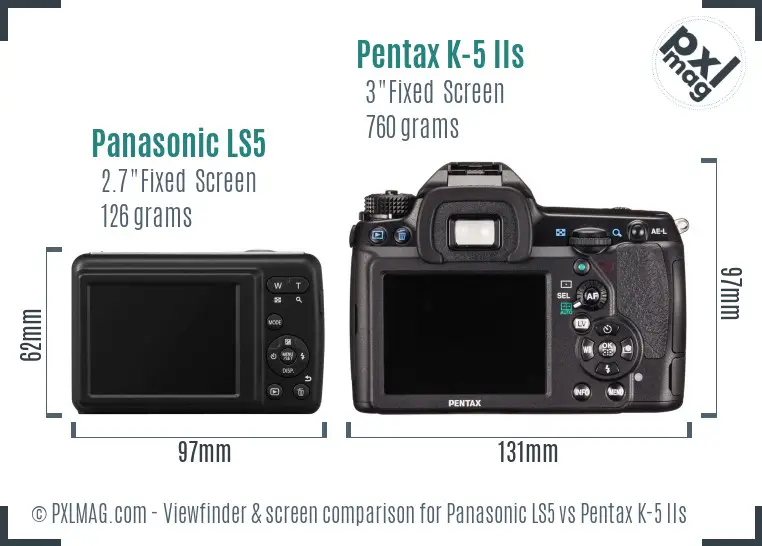 Panasonic LS5 vs Pentax K-5 IIs Screen and Viewfinder comparison