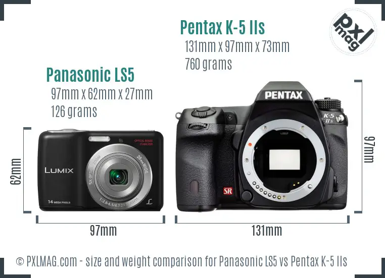 Panasonic LS5 vs Pentax K-5 IIs size comparison