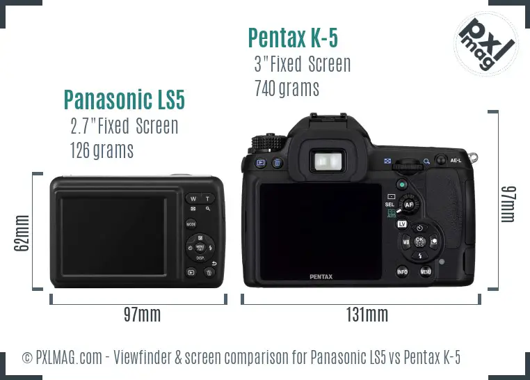 Panasonic LS5 vs Pentax K-5 Screen and Viewfinder comparison