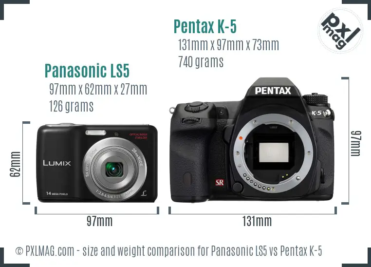 Panasonic LS5 vs Pentax K-5 size comparison