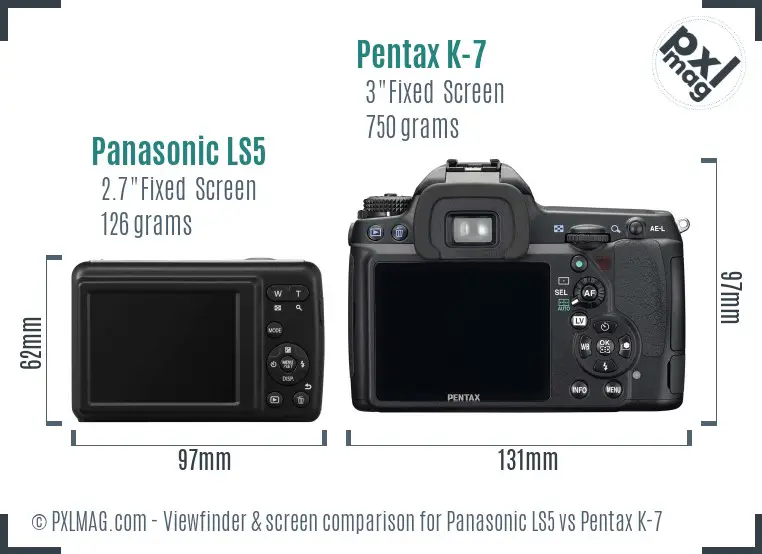 Panasonic LS5 vs Pentax K-7 Screen and Viewfinder comparison
