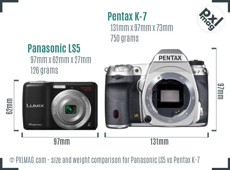 Panasonic LS5 vs Pentax K-7 size comparison