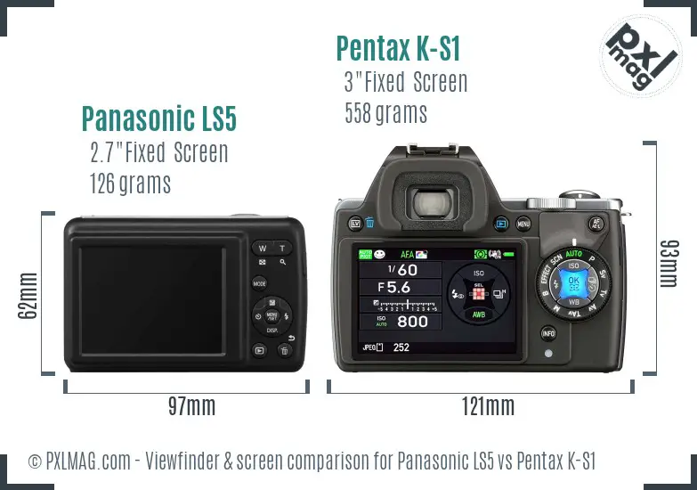 Panasonic LS5 vs Pentax K-S1 Screen and Viewfinder comparison