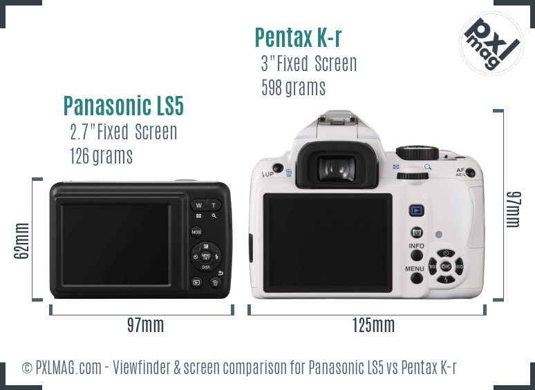 Panasonic LS5 vs Pentax K-r Screen and Viewfinder comparison