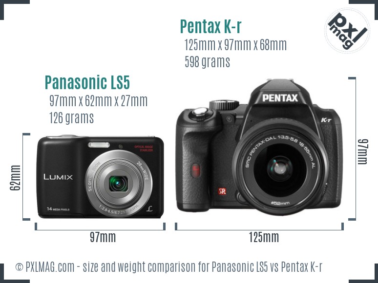 Panasonic LS5 vs Pentax K-r size comparison