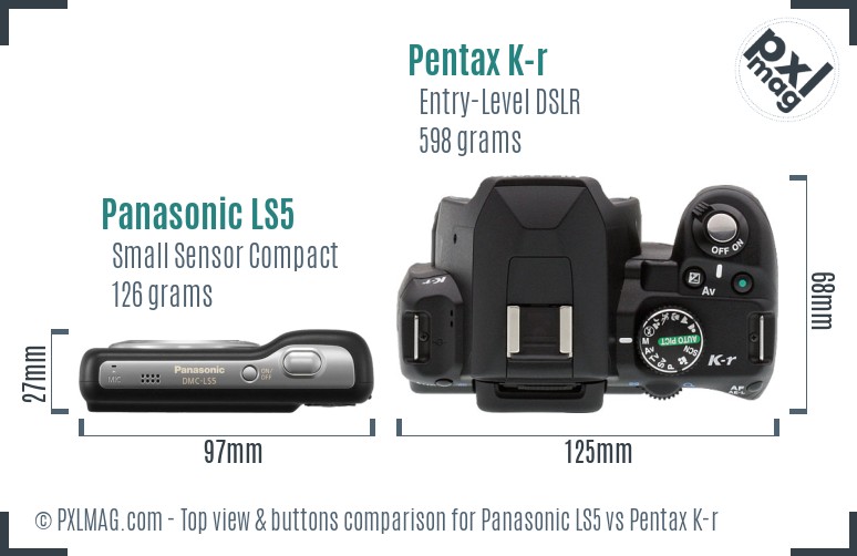 Panasonic LS5 vs Pentax K-r top view buttons comparison