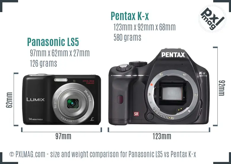Panasonic LS5 vs Pentax K-x size comparison