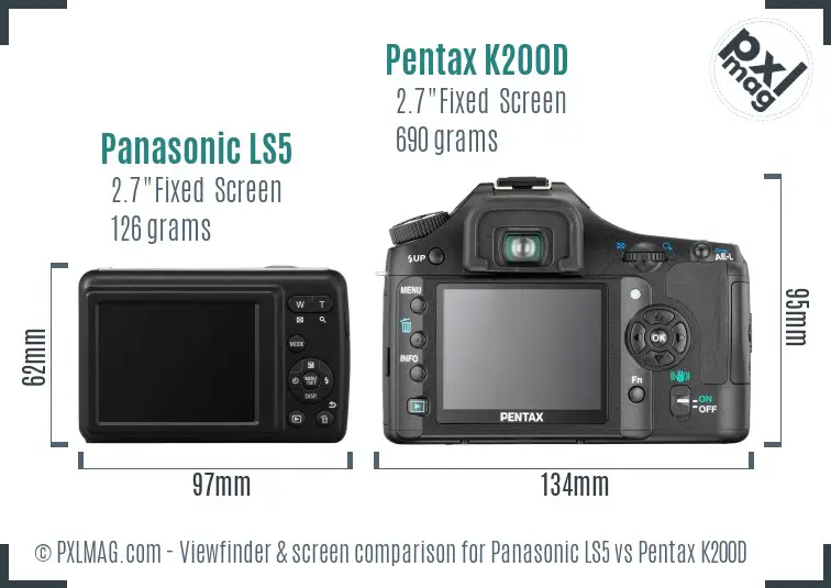 Panasonic LS5 vs Pentax K200D Screen and Viewfinder comparison