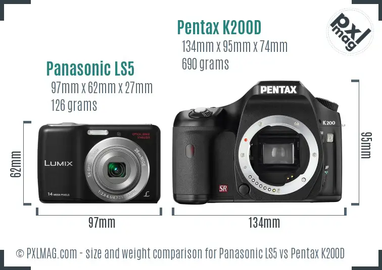 Panasonic LS5 vs Pentax K200D size comparison