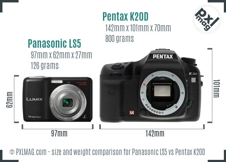 Panasonic LS5 vs Pentax K20D size comparison