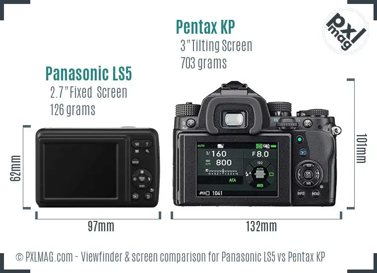 Panasonic LS5 vs Pentax KP Screen and Viewfinder comparison