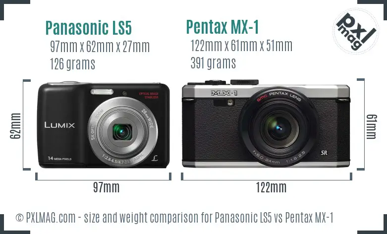 Panasonic LS5 vs Pentax MX-1 size comparison