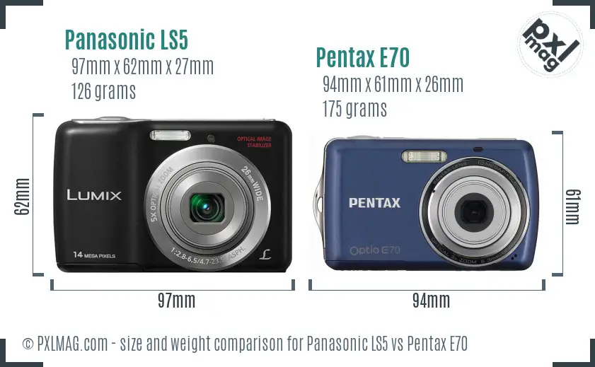 Panasonic LS5 vs Pentax E70 size comparison