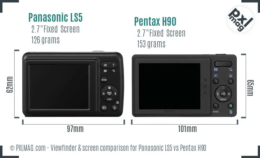 Panasonic LS5 vs Pentax H90 Screen and Viewfinder comparison