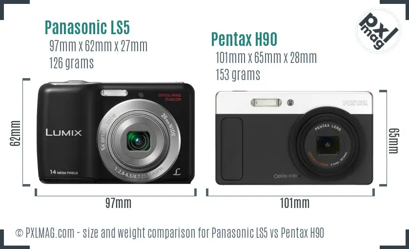 Panasonic LS5 vs Pentax H90 size comparison