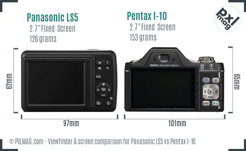 Panasonic LS5 vs Pentax I-10 Screen and Viewfinder comparison