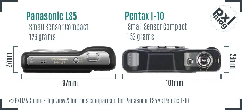 Panasonic LS5 vs Pentax I-10 top view buttons comparison