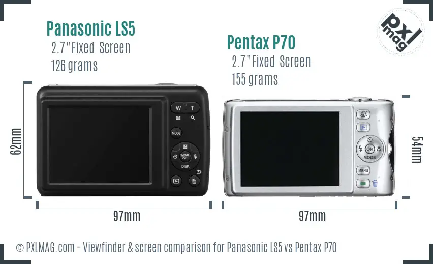 Panasonic LS5 vs Pentax P70 Screen and Viewfinder comparison