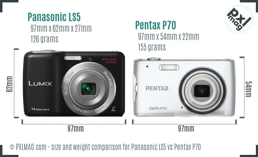 Panasonic LS5 vs Pentax P70 size comparison