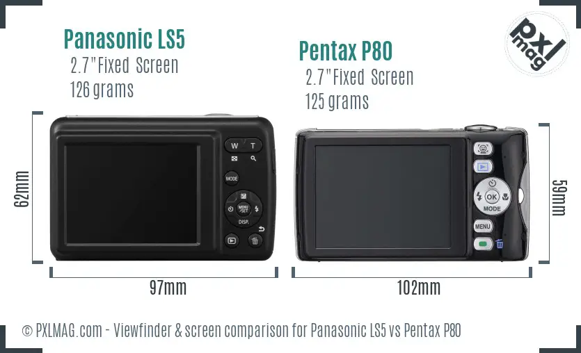 Panasonic LS5 vs Pentax P80 Screen and Viewfinder comparison