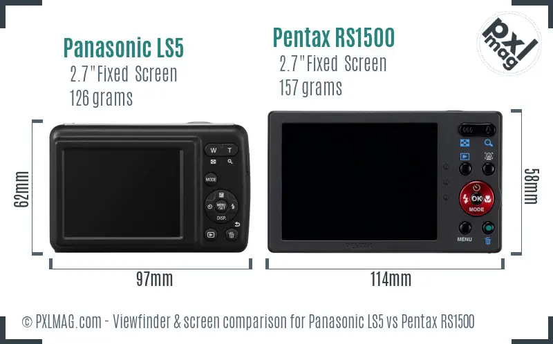 Panasonic LS5 vs Pentax RS1500 Screen and Viewfinder comparison