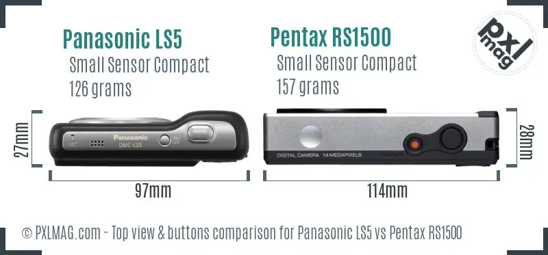 Panasonic LS5 vs Pentax RS1500 top view buttons comparison